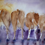 Amherd Hans-Peter · „Blick in den Kuhstall“ · Aquarell · 76 x 56 cm · 2015