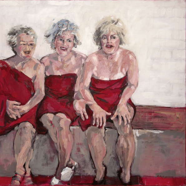 Kupferschmidt Margot · „In der Sauna“ · Acryl auf Leinwand · 105 x 105 cm · 2012.jpg