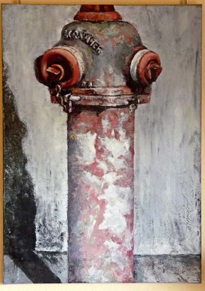 Lichtenhofer-Wagner Brigitte · „Der rosa Hydrant“ · Öl auf Leinwand · 70 x 50 cm · 2015.jpg