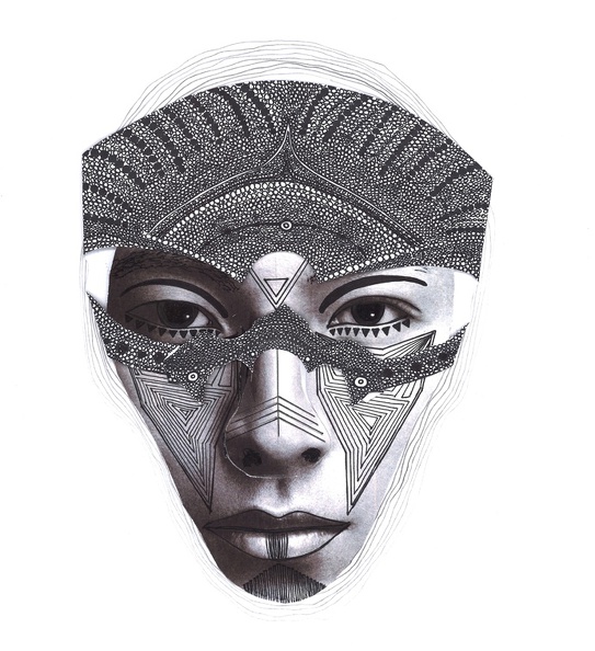 Melone Fabio · „Maske 3D“ · Fotografie – Zeichnungsmix mit 3D – Effekt · 29,7 x 42 cm · 2015.jpg