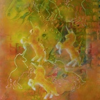 Ost Bernhard · „Traum der Einhörner“ · Mischtechnik auf Leinwand · 100 x 70 cm · 2009