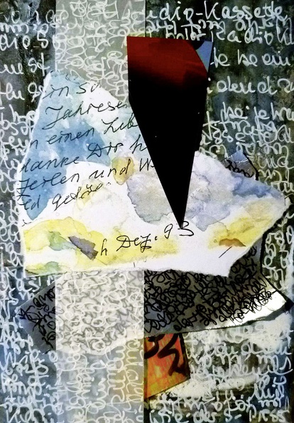 Bahrenburg Sigrid · 02 · „Collage Nr. 17“ · Collage und Schrift auf Bütten · 10 x 15 cm · 2015.jpg