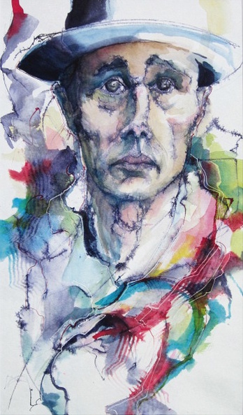 Bickel Berthold · 02 · „Joseph Beuys“ · Media-Mix auf Aquarellpapier · 44 x 76 cm · 2015.jpg