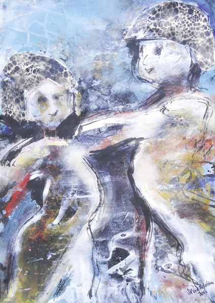 Bitschnau Silvia · 04 · „Dancing couple 1“ · Mischtechnik auf Papier · 50 x 70 cm · 2016.jpg