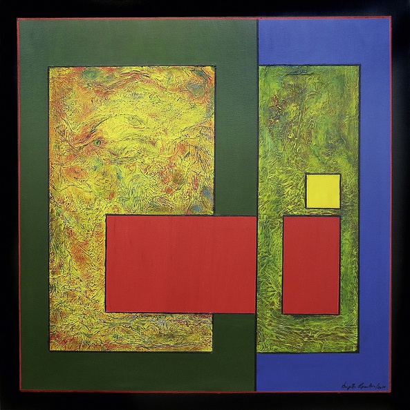 Espenhain Brigitte · 01 · „ Die rote Verbindung“ · Acryl - Mischtechnik · 100 x 100 cm · 2015.jpg