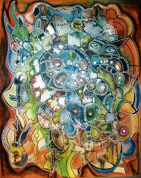 Frostl Evelyne · 02 · „ Drachenlicht “ · Mischtechnik auf Leinwand · 80 x 100 cm · 2016.jpg