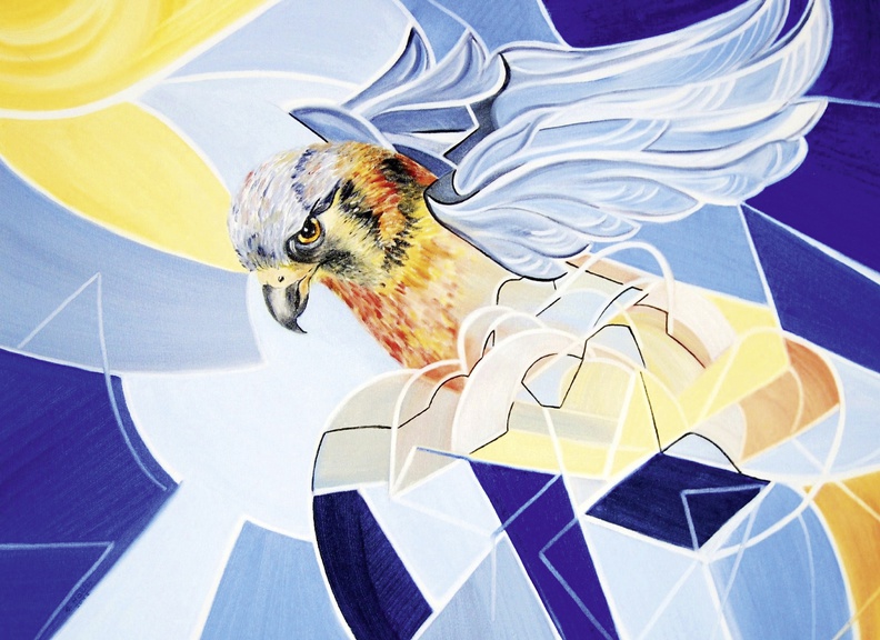 Halter Ingrid · 01 · „Wanderfalke“ · H2Oilfarben auf Leinwand · 80 x 60 cm · 2011.jpg