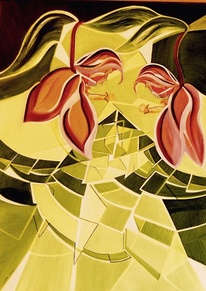 Halter Ingrid · 02 · „Gongora Galeata Orchidee“ · H2Oilfarben auf Leinwand · 50 x 70 cm · 2014.jpg