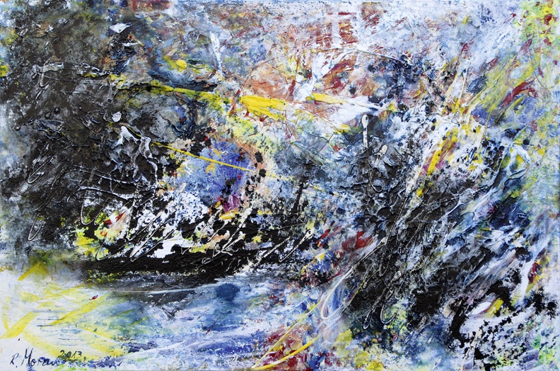 Moran Renate · 01 · „Naturgewalten in der Au“ · Mischtechnik a.L. · 100 x 70 cm · 2013.jpg