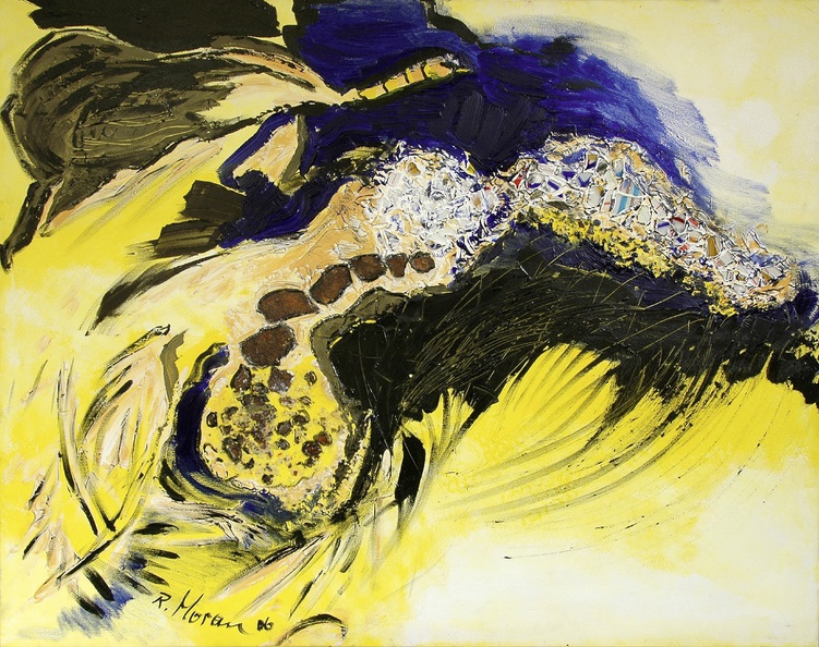 Moran Renate · 03 · „Die Vergänglichkeit der Schönheit“ · Acryl, Glas und Rost auf Leinwand  · 150 x 110 cm · 2006.jpg