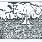 Langthaler Richard - Hamburg-Alster, Holzschnitt,22,5x33 cm