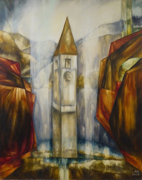 Janulajtite Marina - versunkene Kirche, Öl a.L, 150x120 cm.jpg