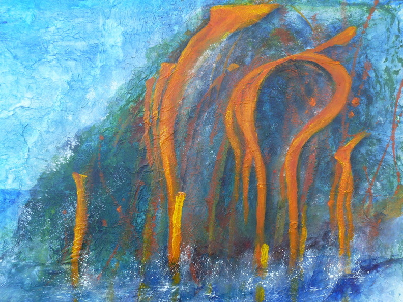 Bolzer Rosemarie - Lava am Kilauea auf Hawai, Acryl-Collage, 60x80 cm.jpg