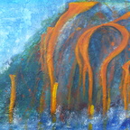 Bolzer Rosemarie - Lava am Kilauea auf Hawai, Acryl-Collage, 60x80 cm