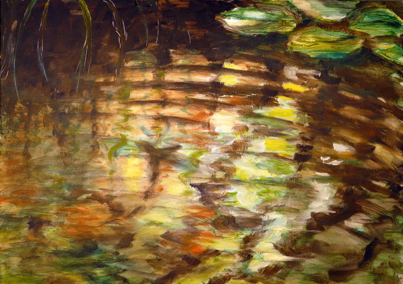 Sonnenspiegelung im Teich, 100x100 cm.jpg