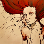 Die rote Lady, Acryl auf Leinen, 80x100 cm