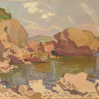 Krim. Berg Karadag, 35x50 cm.Tempera Karton 1955