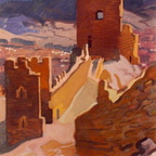 Krim. Genueser Festung, 50x35cm Tempera Karton 1955