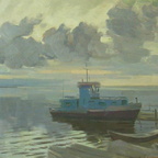 Weisse Nacht am Weißen Meer, 35x50cm Öl. Karton 1956