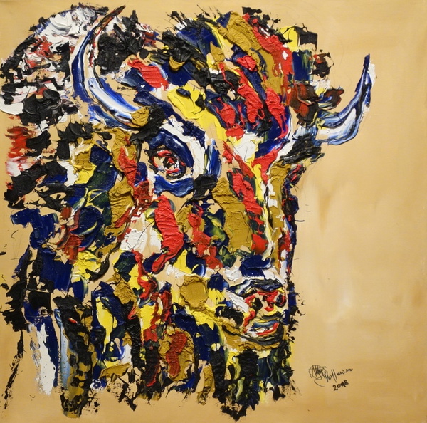 Hoffmann Albert, Buffalo, Öl a.L, 85x85 cm.jpg