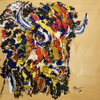 Hoffmann Albert, Buffalo, Öl a.L, 85x85 cm