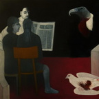 Hostnig Romana - The News, Öl auf Leinwand, 120 x 110 cm