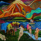 Amora Helena Jouja -  Vulkanausbruch, Acryl auf Leinwand, 100 x 150 cm