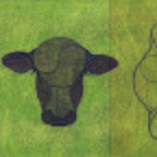 Ross Linde - ANGUS Stiergesicht (3), Acryl auf Nessel. 17 x 21 cm