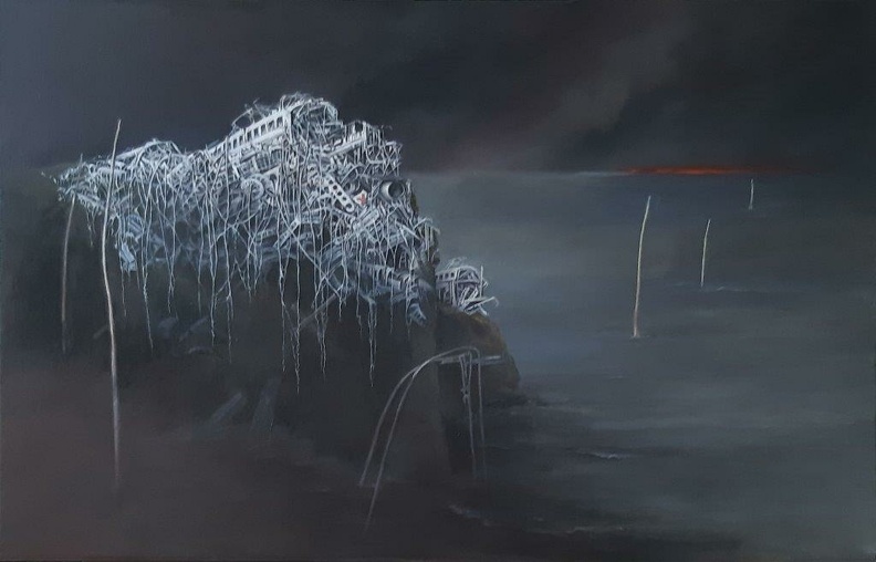 Meloun Eva - Der entgleiste Zug, Öl auf Leinwand, 65 x 100 cm.jpg