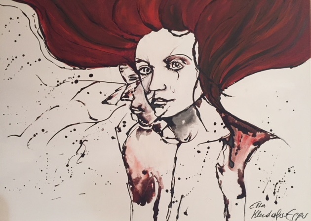 Kleedorfer-Egger Ella, Lady in Rot, Acryl a.L., 70 x 100 cm.JPG